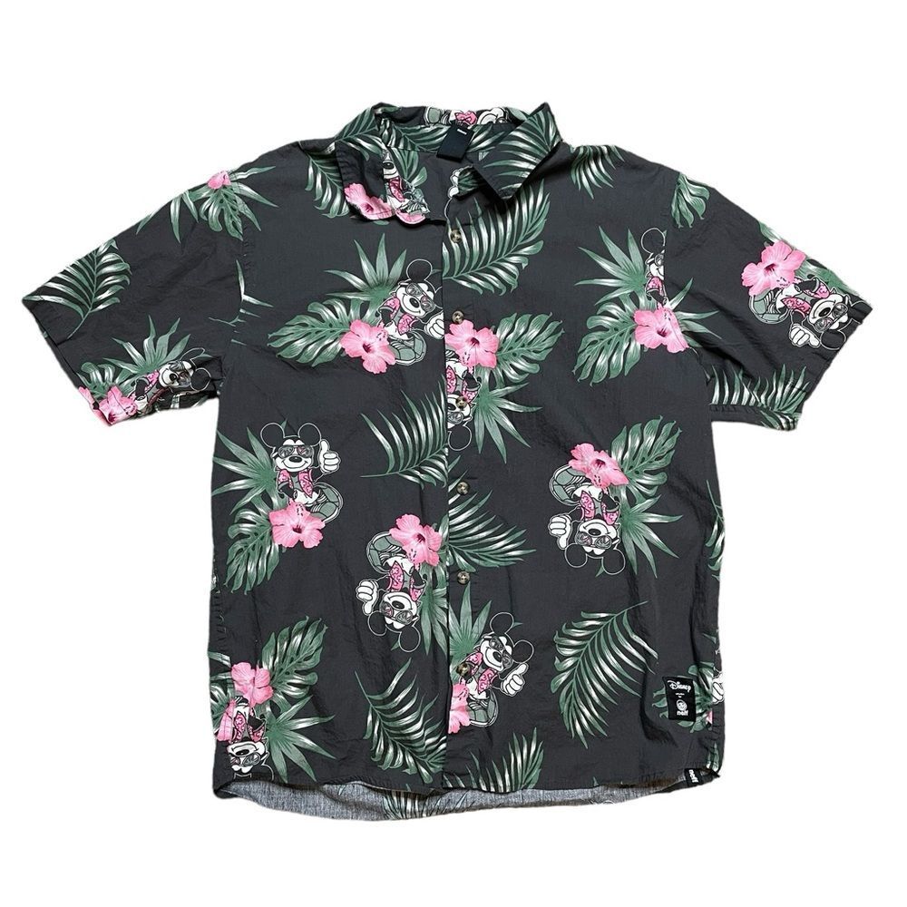 Disney Black and Green Casual Button Down Shirt